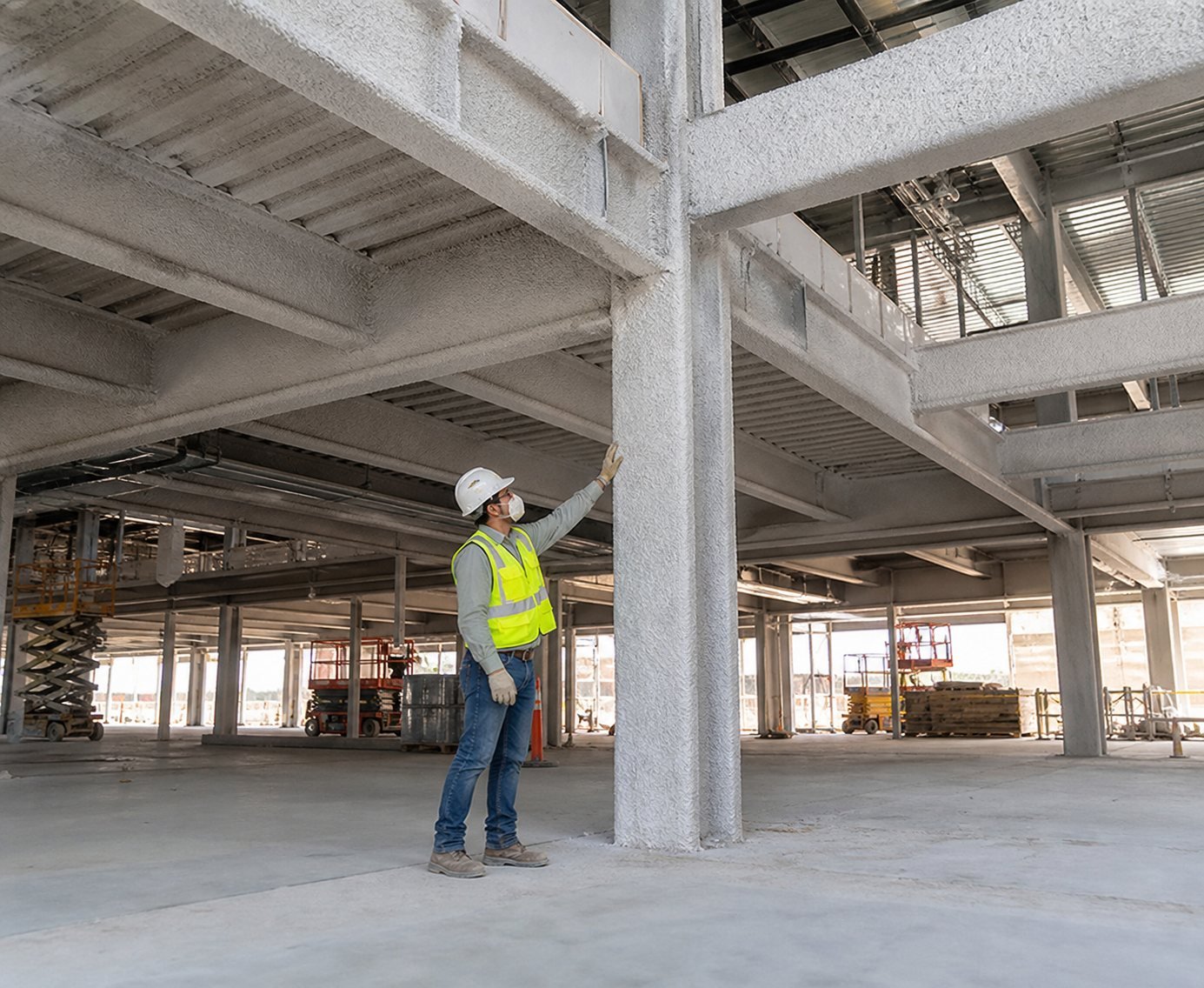 Proyek spray fire proofing pada struktur baja industri