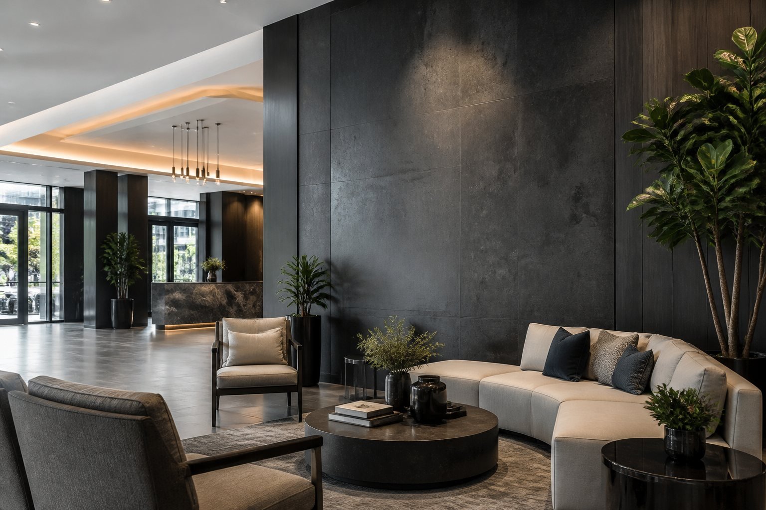 Proyek lobby dengan Concrete Effect