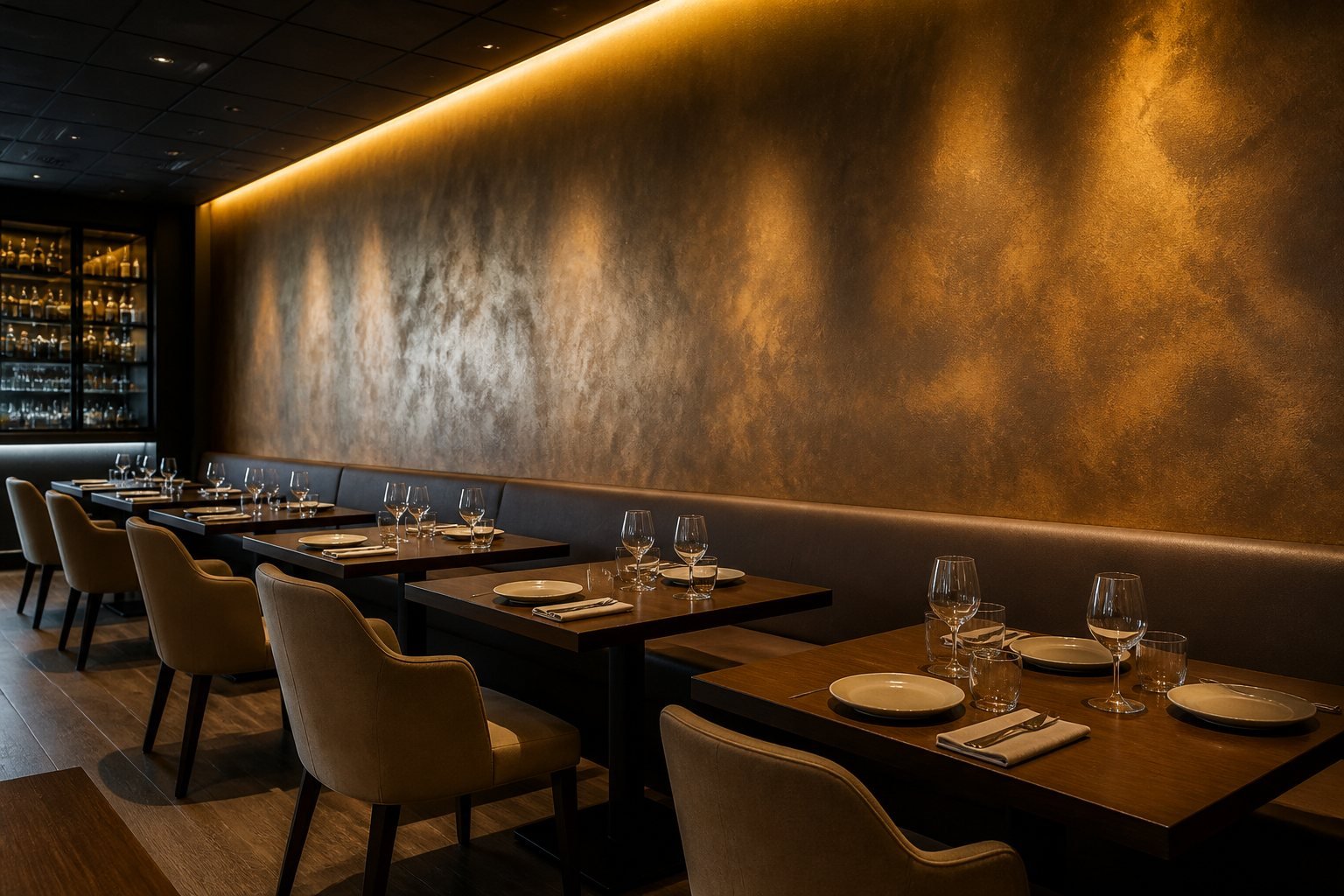Proyek restoran dengan Metallic Finish